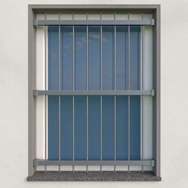 Fenstergitter abnehmbar 40x40mm / Höhe 900 - 1599mm / 3 Gurte